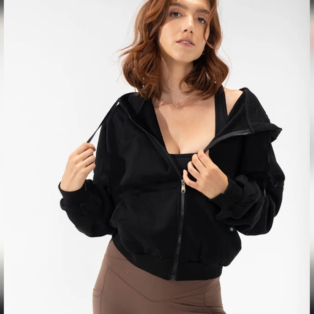 Popflex Zip Cloud Hoodie- Black - 1X-3X